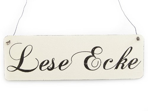 Interluxe Vintage Deko Schild Türschild LESEECKE Nostalgie Landhaus weiß Spruch Hinweisschild