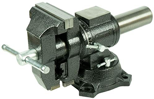 HRB robuster Schraubstock drehbar groß - 100 mm Spannweite-, multifunktionaler Profi Tischschraubstock, zwei Achsen Rotation 360 Grad parallel Schraubstock, hochwertige Stahlbacken (100mm)