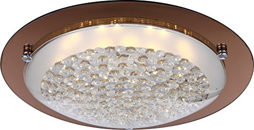 Globo 48264 Plafonnier LED traditionnel Ambre Blanc Verre opale Bord miroir
