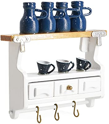 Odoria 1/6 Miniatur Küchenregal mit Haken Puppenhaus Zubehör