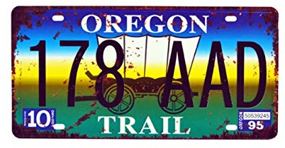 Eureya Placa de Metal hogar, cafetería, Bar, decoración de Pared, Coche, Coche, matrícula,Recuerdo,Oregon 178 AAD Trail,30X15cm