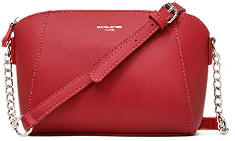 David Jones - Damen Kleine Umhängetasche - Frauen Handtasche Klein PU Leder - Schultertasche Crossbody Bag - Kette Tasche - Abendtasche Clutch Pochette Party Handy Alltag Mode Elegante - Rot