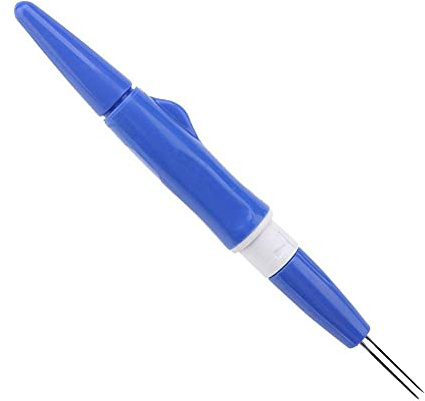 Filzen Nadel Stickerei Punch, Russisches Poke-Set Pen mit 3 feinen Nadeln Set Werkzeug Wolle Filzen Supplies DIY Crafting(Blau)