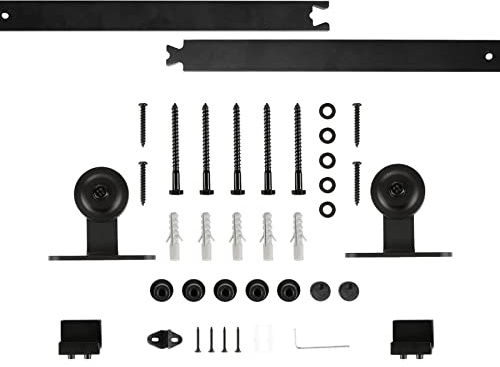 POPSPARK Kit de Rail pour Porte Coulissante, 180cm, Noir, Porte Simple, Rustique