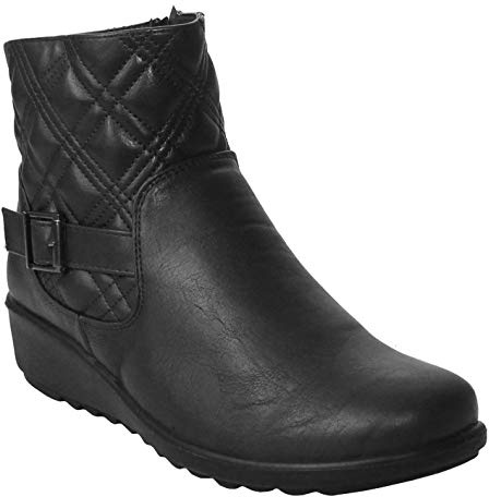 Cushion Walk Womens Ladies Lightweight Zip Up Girls Casual Comfort Ankle Boots UK Sizes 4-8 (UK