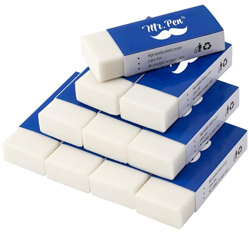 Mr. Pen- White Pencil Eraser, 10 Pack, Large Latex Free Vinyl Block Erasers for School, Office, Art Sketching, Homework, Exams, Clean Smudge-Free Correction