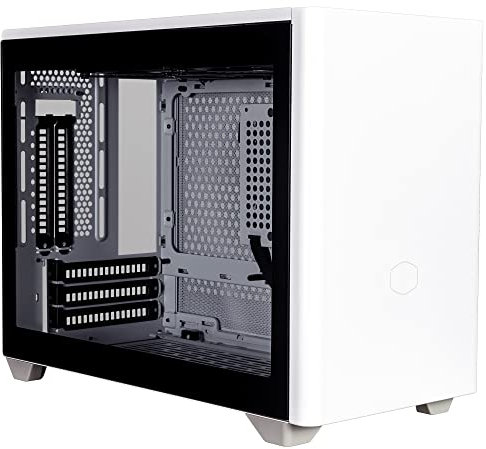 Cooler MasterBox NR200P Boîtier PC Mini Tour ITX, panneau latéral en verre trempé, options de refroidissement supérieures, affichage GPU vertical, accessibilité à 360 degrés sans outil, Blanc