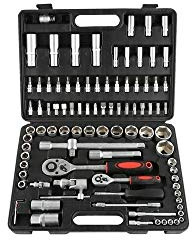 Hobby Tech Boîte D'Outils De 94 Pièces 1/4 et 1/2 Vanadium Chromé Coffret Malette de Rangement Kit D'Outils à Usage Domestique Douille et Cliquet