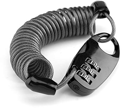 ROCKBROS Helmschloss Kabelschloss Leicht Zahlenschloss mit 3-stelligem Code 90 cm Lang Schwarz/Weiß/Rot/Grün