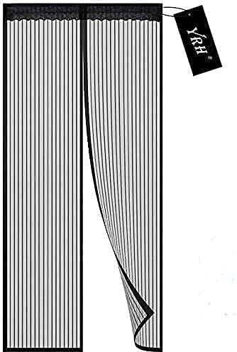YRH Magnetic Fly Screen Door (120x220cm, Black) | Heavy Duty Self-Sealing Mesh,Powerful Magnets,Full Frame Magic Tape,No Drill Installation,Automatically Closes