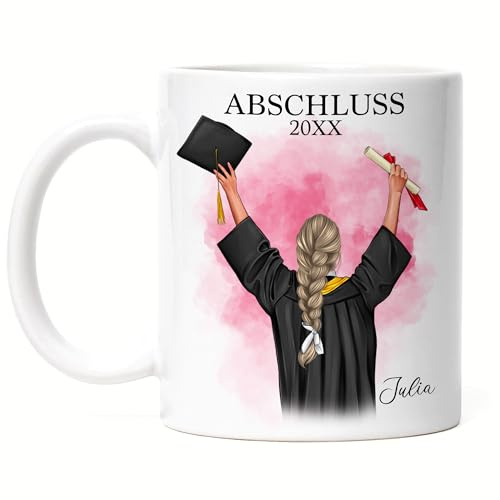 Kiddle-Design Bachelor Master Tasse 2024 Abschluss Geschenk Personalisiert Name Absolventin Doktor Frauen Damen Schulabschluss Abitur Abi