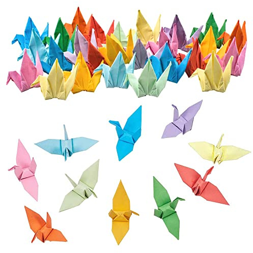 HAOBIN Grues En Papier Origami Grue Oiseaux Washi En Papier Origami Grue Origami Feuille De Papier Origami Pour La DéCoration De Fond De FêTe De Mariage(coloré, 9cm,100pcs)