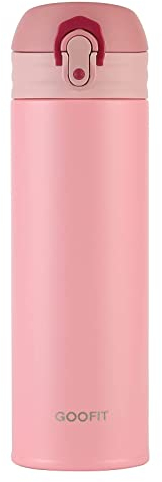 GOOFIT Thermosflasche, Isolierte Vakuum Sport Wasserflasche, 480 ml, Edelstahl, BPA-frei, Lecksichere Thermosflasche für Sport, Unterwegs, Schule, Outdoor, Büro, Zuhause (Pink)