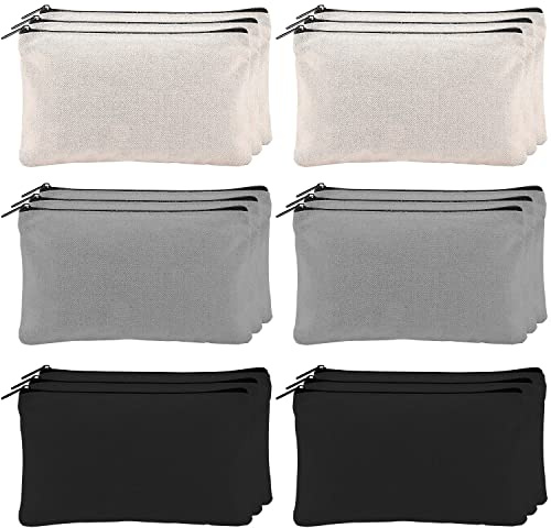 IIRC Stoffbeutel zum Bemalen 18STK DIY Blanko Stoff Federmäppchen 20.8 x 12 cm Federmäppchen zum Bemalen Stofftasche zum Bemalen für Arbeit Schule Reisen