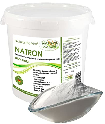 Natron in Lebensmittelqualität Natronpulver besonders rein E500ii Natura Pro Vita Natron zum Kochen Backen Kosmetik Körperpflege Diät Zahnpflege Putzen und Wäschewaschen aluminiumfrei vegan 1kg Eimer