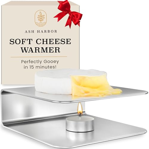 Stainless Steel Cheese Warmer for Brie and Camembert - Tea Light Powered | Dishwasher-Safe Warming Plate, No Electricity Needed, Cheese Melter for Charcuterie Entertaining, Gift Ready with Storage Bag