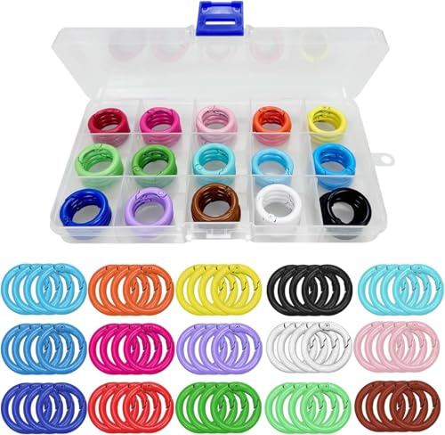 MosquetóN Redondo, 60 Piezas Ganchos De Resorte Anilla TóRica 25 Mm De AleacióN De Zinc LiberacióN RáPida Para Manualidades Llaveros Bolsos Colgantes Accesorios De Bolsos, 15 Colores