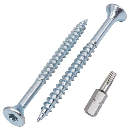 SKIR'CO (60 Stück) Holzschrauben aus verzinktem Stahl 5,0 x 60 mm, Torx Senkkopfschrauben, Spanplattenschrauben, Teilgewinde