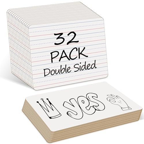 32 Pack Dry Erase Boards, 9x12 Double Sided Easel Small Whiteboards with Lines for Kids, Education Teacher Classroom Bulk, Mini Portable Drawing Writing White Boards Lined Lapboards for Students