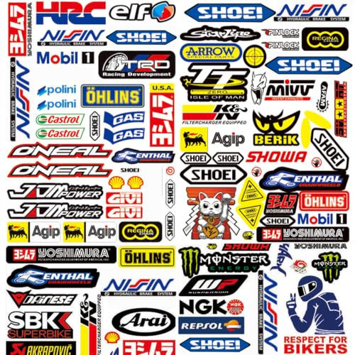 3Bilder Motorrad Aufklebe Racing AufkleberMotorbike Stickers Auto Aufkleber | Sponsoren Aufkleber Motorrad Helm Aufkleb Geeignet für MotorräDer,Autos,Rennwagen usw-Wasserdicht / Verschiedene Ausführungen