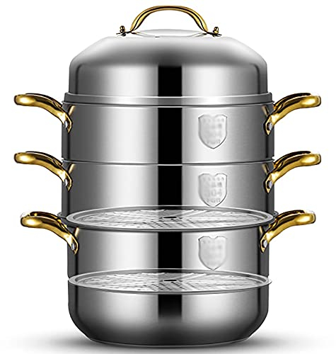 JKJZSALJ Vaporiera/Pentola per Zuppa di Grado Alimentare in Acciaio Inox 304 Ispessimento per Uso Domestico Cestello per Vapore Fornello A Induzione Fornello A Gas Generale
