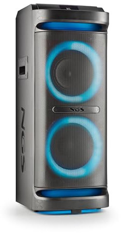 NGS Wild Space 2 - Altavoz Portátil, Compatible con Tecnología Bluetooth, True Wireless Stereo, Subwoofer + Doble Tweeter, Micro SD/USB/AUX IN, Ruedas, Color Negro