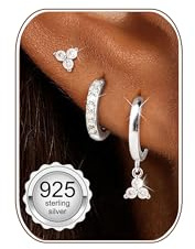 FUNEIA Boucles d'oreilles Argent 925 Femme Plaquée Or 14 Carats Creole Lot | Mini Clous d'oreilles Hypoallergéniques Piercings Trous d'oreille Cartilage Bijoux Fille