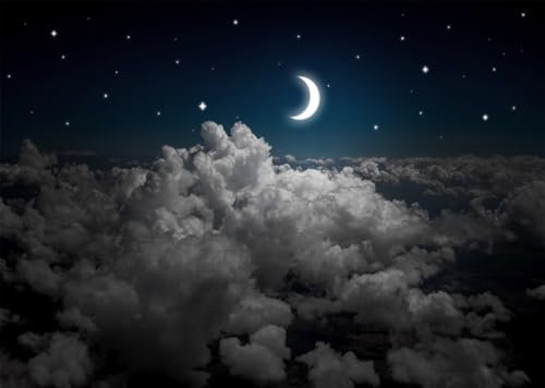 CORFOTO 2.1x1.5m Nachthimmel Sternenhimmel Hintergrund Weltraum Wolke Stern Mond Fotografie Hintergrund Sternenhimmel Hintergrund Kindergeburtstag Party Hintergrund Babyparty Portrait Fotokabine