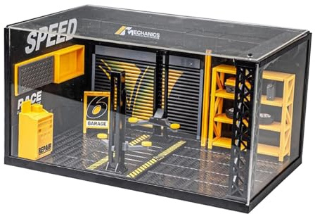 perfk Diorama à l'échelle 1/24 pour garage, atelier de réparation automobile, modèle de scène, ornements avec lumières, jouets à faire soi-même