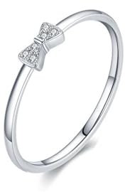 Epinki 14K Weißgold Au585 Eheringe, Bow-knot Verlobungsring Gold 585 Bandringe mit Moissanit Echt Gold für Damen, Gr.53 (16.9)