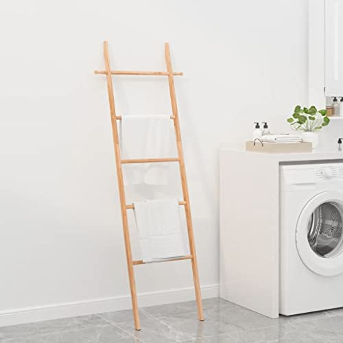 Furniture select-Échelle porte-serviettes en bois massif Noyer 170 cm