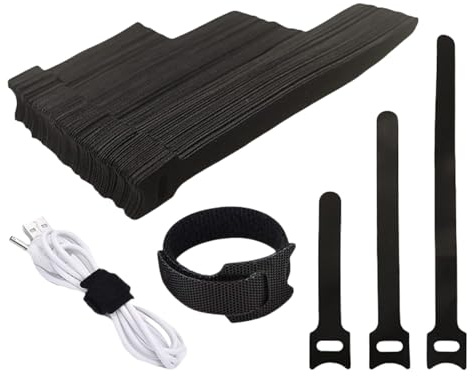 HSTWODE 50 bridas de reutilizables, 120 mm - 400 mm, cable de resellable, bridas de para casa, oficina y jardín (12 x 300 mm)