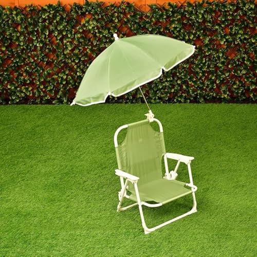FAHAAM Kids Parasol Chair, Kids' Beach Chair with Adjustable Umbrella, Foldable Outdoor Seat, Children's Sun Lounger Seat, Outdoor Garden Parasolchair, Portable Deckchairs for Home. (Green)