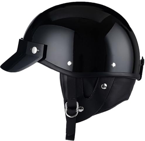 Open Faced Motorcycle Helmet, Casco Per Adulti, Casco Moto Vintage, Casco Scodella casco Moto Mezzo Casco Retrò Casco Anticollisione Sicurezza Omologato DOT/ECE Per Scooter Chopper 5,XXL