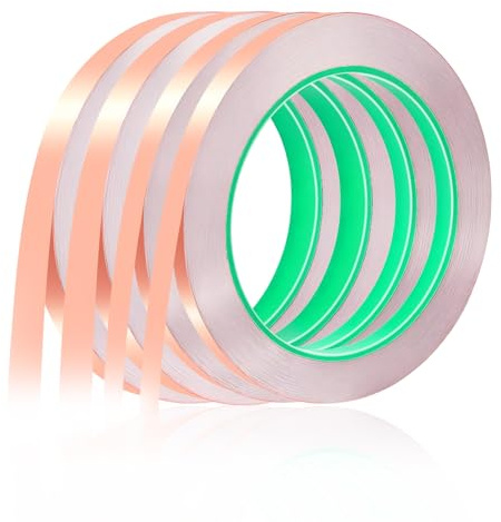 Newofview 4 Rollen Kupferband Gegen Schnecken 6/10mm x 20m Kupferband Selbstklebend Copper Tape– Doppelseitig Leitfähiges EMI Abschirmband, Schneckenschutz für Hochbeet, Garten, Pflanzen