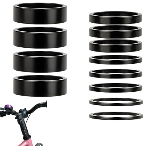 Lyivisk 12 Stück Fahrrad Spacer 1/8 Zoll aus Aluminium, Lenkererhöhung 2 3 5 10mm für Ahead Vorbau, Distanzscheiben MTB Rennrad Citybike Steuersatz