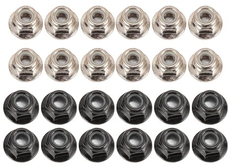 Tbest 24pcs M4 Flange Blocco Dadi, Sostituzione del Blocco della Flangia Esagonale in Metallo per Accessori per Auto RC 1/10