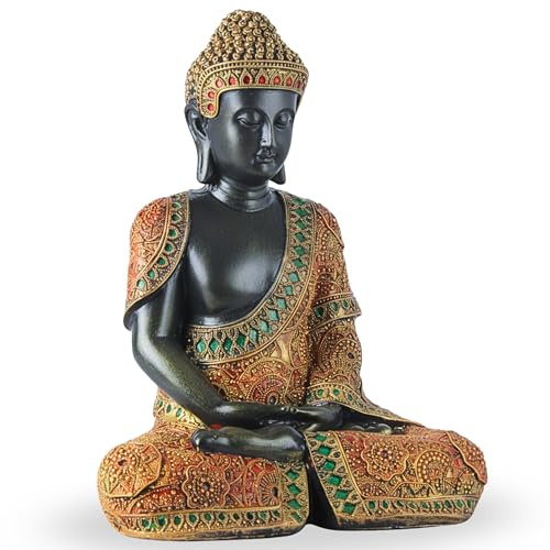 Garden Pley - Buda Grande de los Sueños 41 cm, Acabado Esmeralda | Budas grandes de jardin fabricados en piedra artificial, ideales como budas decorativos para exterior