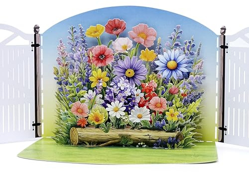 CUTPOPUP Gemischter Blumengarten Geburtstagskarte Frau, Muttertagskarte Pop-Up, Karte Muttertag, Pop Up Karte Blumen für Sie Ihn Ehefrau Ehemann Familie Mama Papa (Mixed Flowers Garden) US8-FL191DE