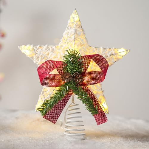 Weihnachtsbaumspitze,3D Christbaumspitze Stern, Weihnachtsbaumspitze & Tannenbaum Aufstecker für Weihnachtsschmuck und Weihnachtsdekoration Saisonale Dekoration-Weiß Tannenzapfen