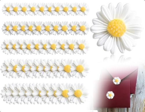 Emezddo 50 Decorazioni a Margherita,Mini Decorazioni a Spargere in Resina con Margherite Artificiali,Utilizzate per Fai da Te,Feste,Casa,Fasce per Capelli,Forcine per Capelli,Custodie per Cellulari