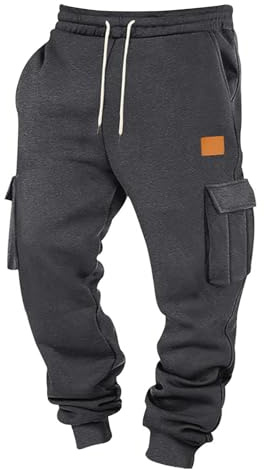 Genérico Pantalón de Chandal Hombre Pantalon Deportivo Largo Joggers Slim Fit Pantalon Invierno Pantalones de Trabajo con Cordón Ajustable Pantalones con Bolsillos Laterales Hombre Gris Oscuro L