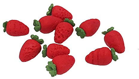 Miniature Dollhouse Furniture 10Pcs Red Strawberry Set – 1/12 Scale Doll House Accessories Resin Mini Houses Fruit Food Model, Pretend Play Toy for Kids Boys Girls Kitchen Playhouse Decoration