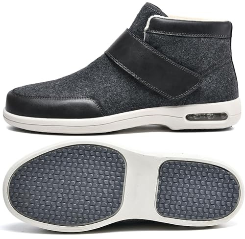 Générique Hiver Chaud Chaussures pour Diabétiques Homme Chaussures Orthopédiques Chaussons pour Œdème des Pieds Enflés Santé Chaussure Chaussures Préventives(Gray,41 EU)