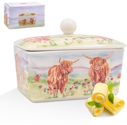 Butterdose aus feinem Porzellan mit abnehmbarem Deckel und dekorativer Box