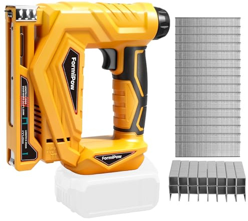 FormiPow 18 Gauge 2 in 1 Brad Nailer/Narrow Crown Stapler for Dewalt 20V Battery, Brushless Cordless Nail Gun with Depth Adjustment & 2000 Fasteners, for Trim Work Small Assembly Projects【No Battery】