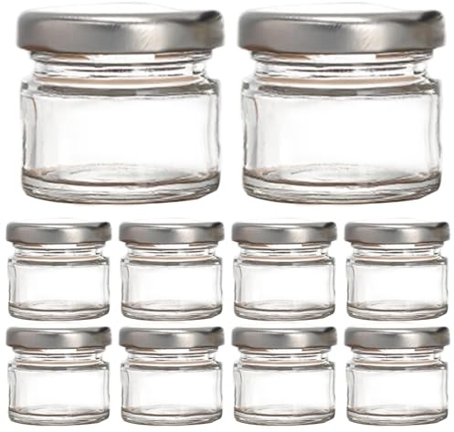 Bemonew Tintenfässer für Federhalter 10 Stück versiegelte Mini-Glasfläschchen à 25 ml durchsichtige Tintenfässer mit Schraubverschluss für schräge Federhalter leerer