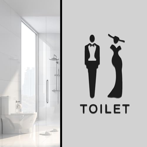 YALiya Wc Schild Selbstklebend, Wc Türschild, Toilettenschild, Geeignet für Restaurants, Ausstellungen, Bürogebäude, Einkaufszentren, Toiletten und Badezimmertüren Toilettenbeschilderung