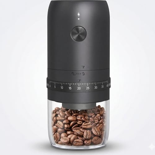 Electric Conical Burr Coffee Grinder – Portable Rechargeable Coffee Bean Grinder with Multi-Adjustable Settings – USB-C Charging, High Precision & Compact for Espresso to French Press