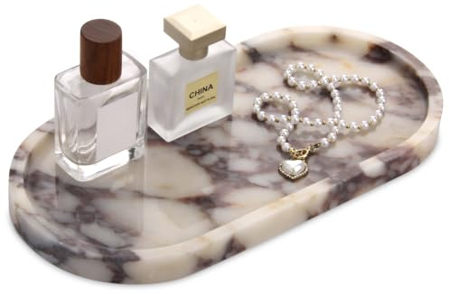 Dekotablett Marmor Tablett Oval, Calacatta Viola, 30 x 15 x 2 cm